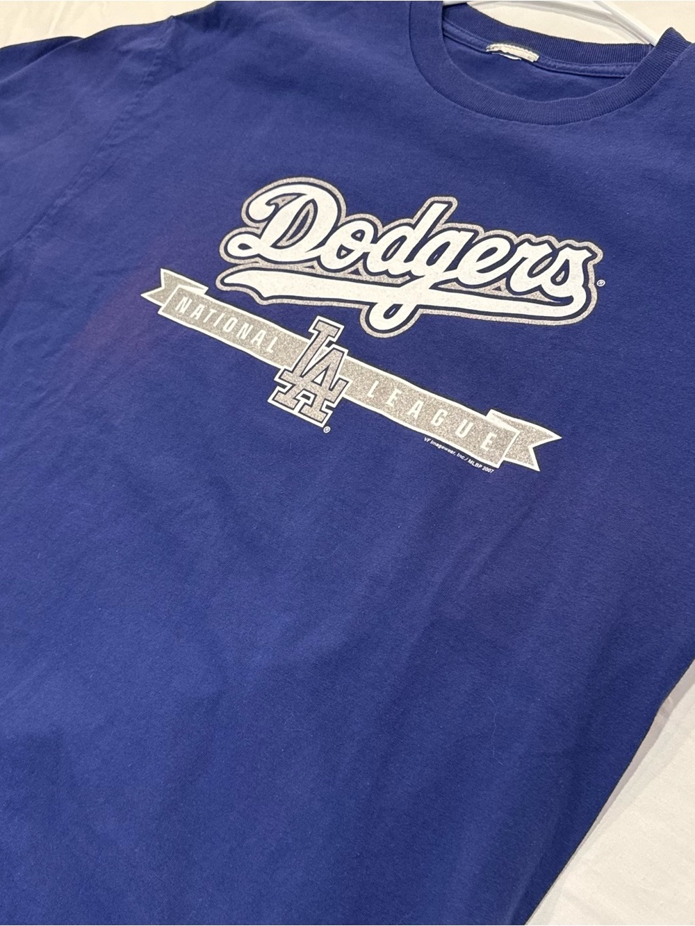 VTG Y2K Los Angeles Dodgers Shirt XL Blue Graphic MLB Crew Neck Tee Dated 07